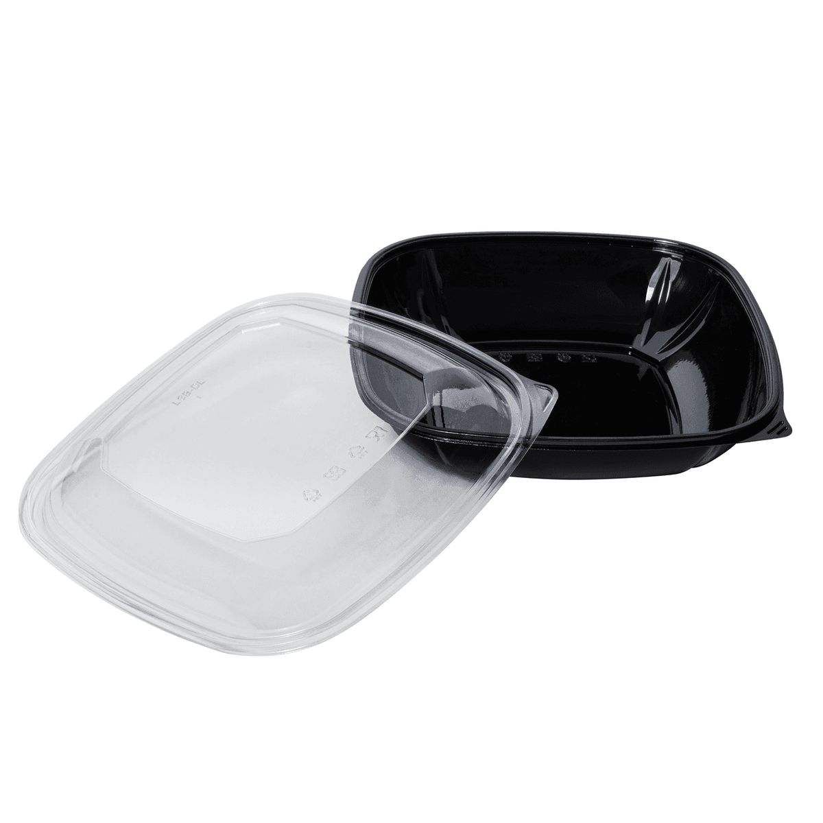 [50 ct] 80 oz Square Disposable Salad Bowls | PET | Black