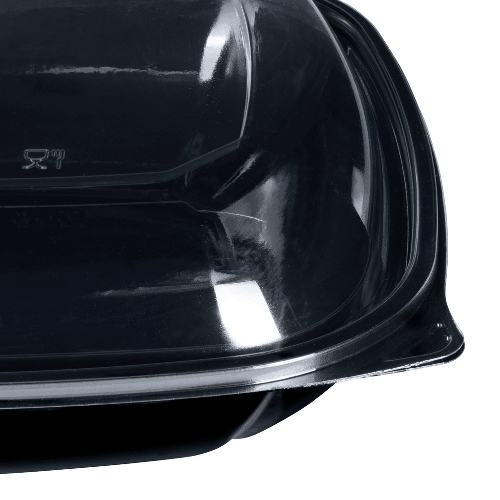 [50 ct] 80 oz Square Disposable Salad Bowls | PET | Black