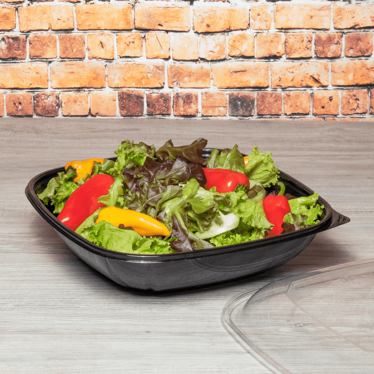 [50 ct] 80 oz Square Disposable Salad Bowls | PET | Black