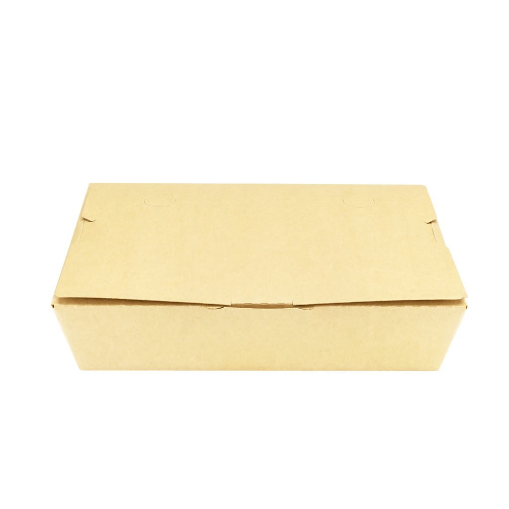 [200 ct] Paper Folding Take-Out Container | Vented Holes | 46 fl. oz | Kraft