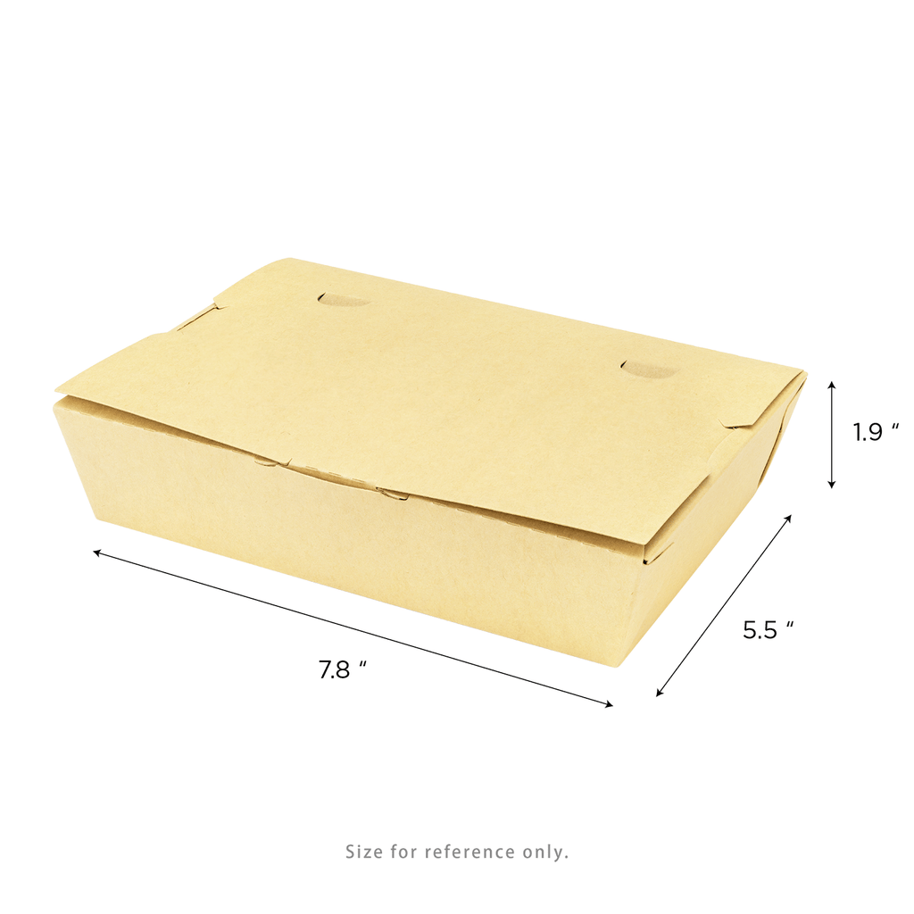 [200 ct] Paper Folding Take-Out Container | Vented Holes | 46 fl. oz | Kraft