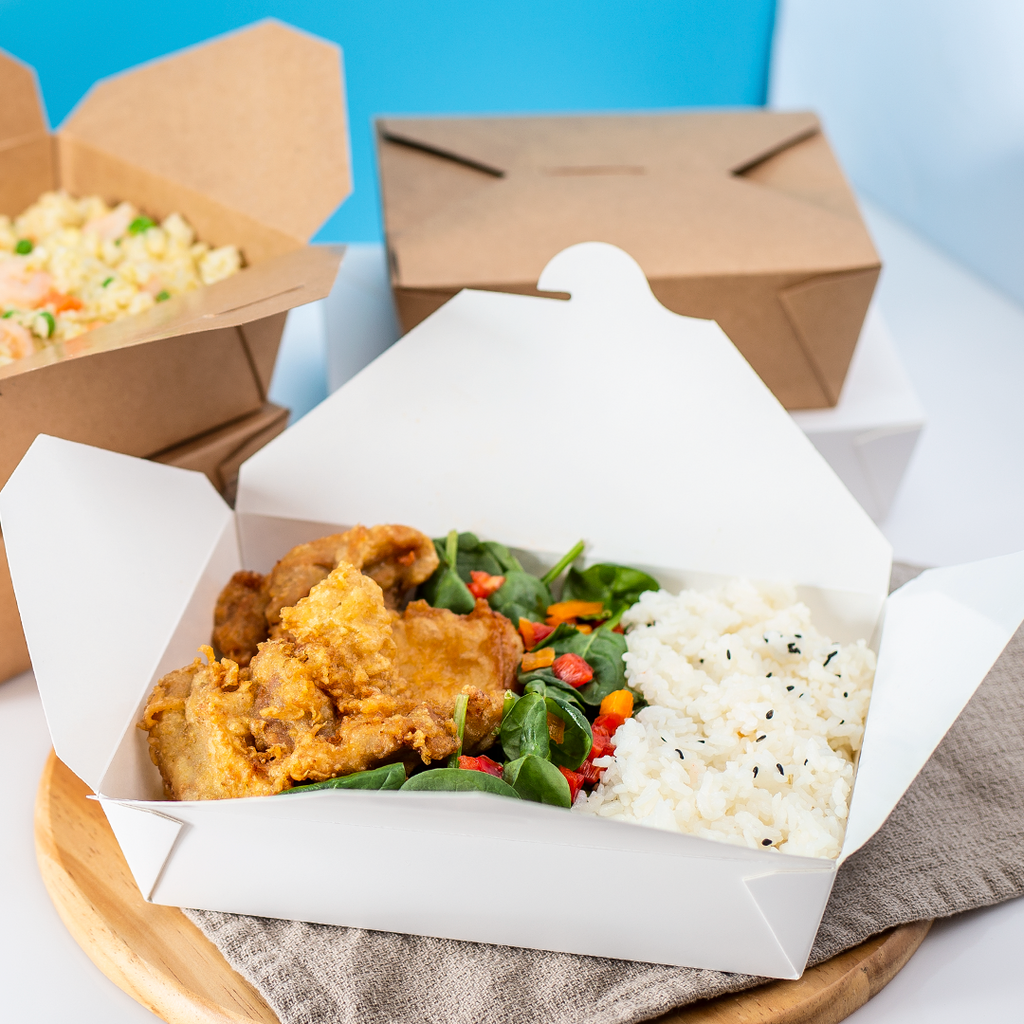 [200 ct] Paper Take-Out Boxes | #2 | 54 oz | White