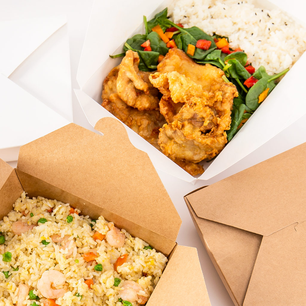 [300 ct] Paper Take-Out Boxes | #8 | 48 oz | Kraft