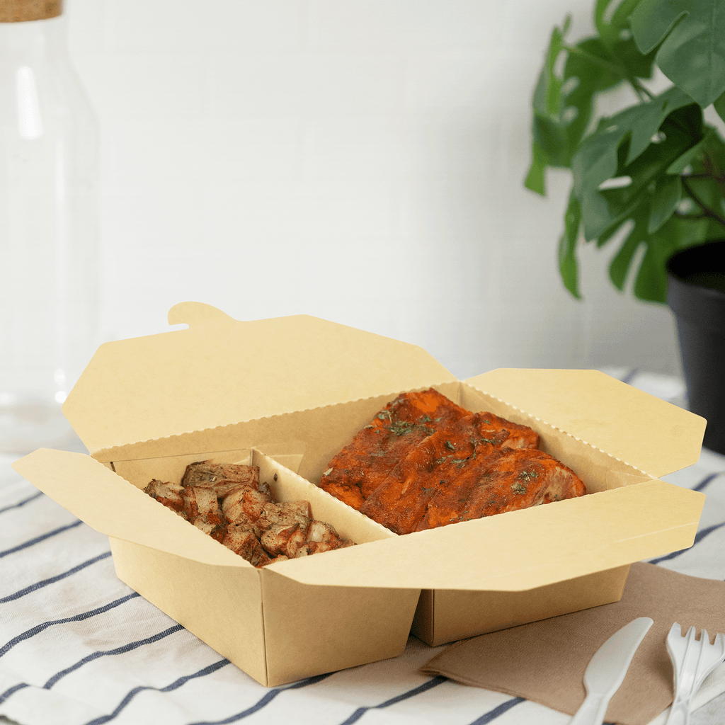 [200 ct] Paper Take-Out Boxes | 2-Compartment | 76 fl. oz | Kraft