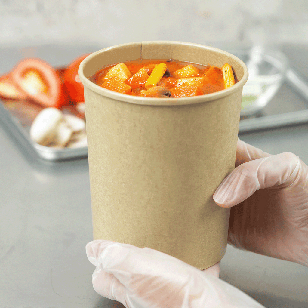 [500 ct] 32 oz Gourmet Paper Food Container | Kraft | 115 mm
