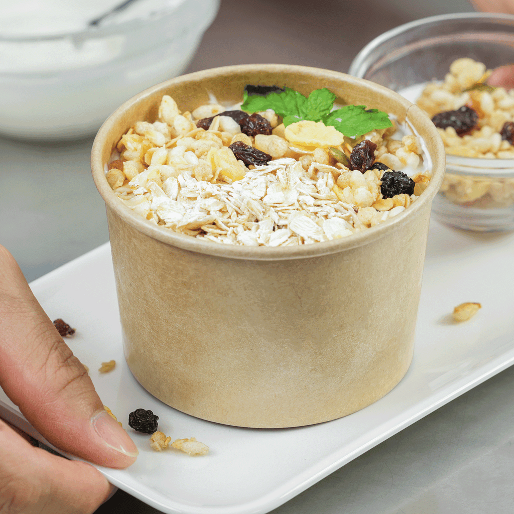 [1,000 ct] 8 oz Gourmet Paper Food Container | Kraft | 96 mm