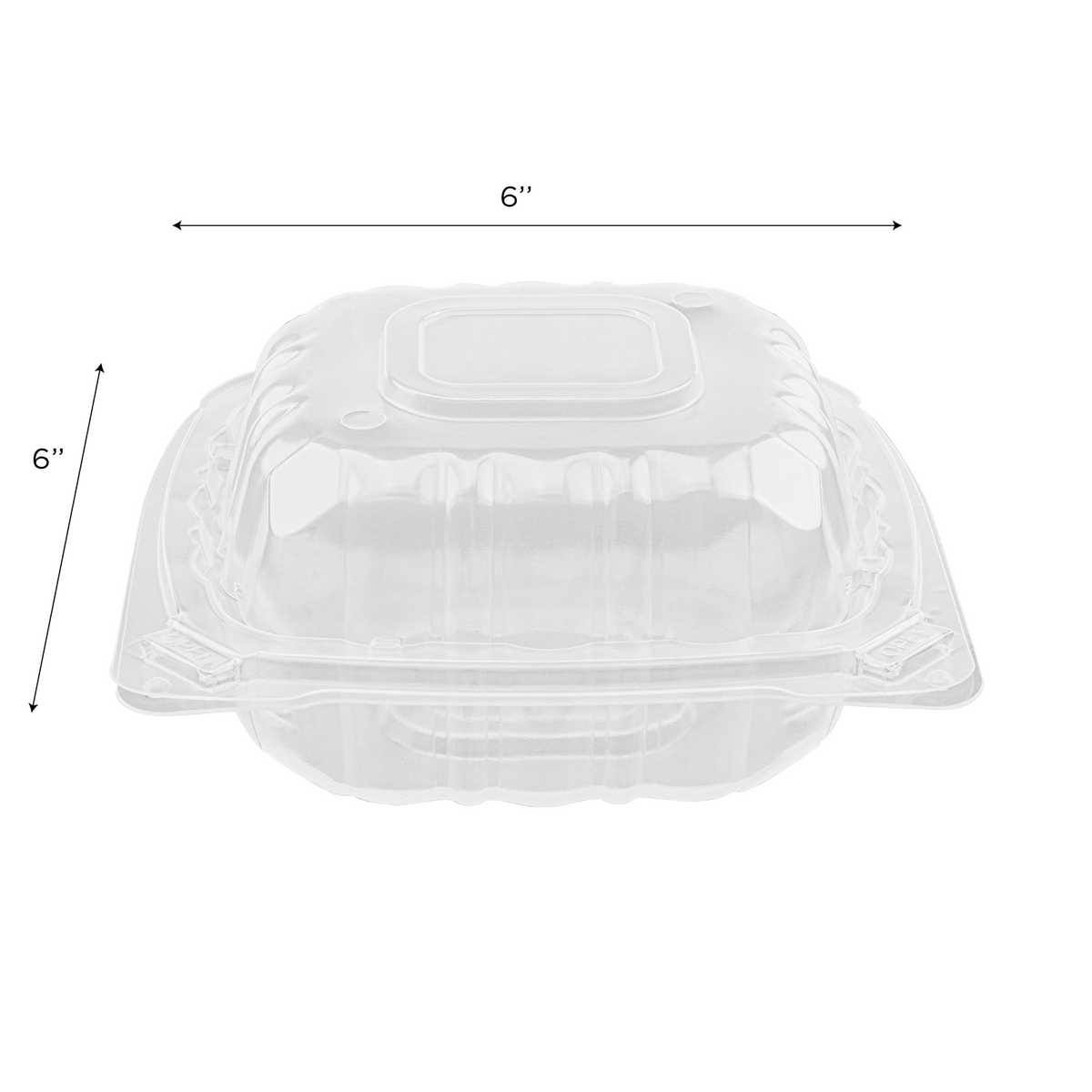 [300 ct] 6''x 6'' Hinged Food Containers | PP | Clear