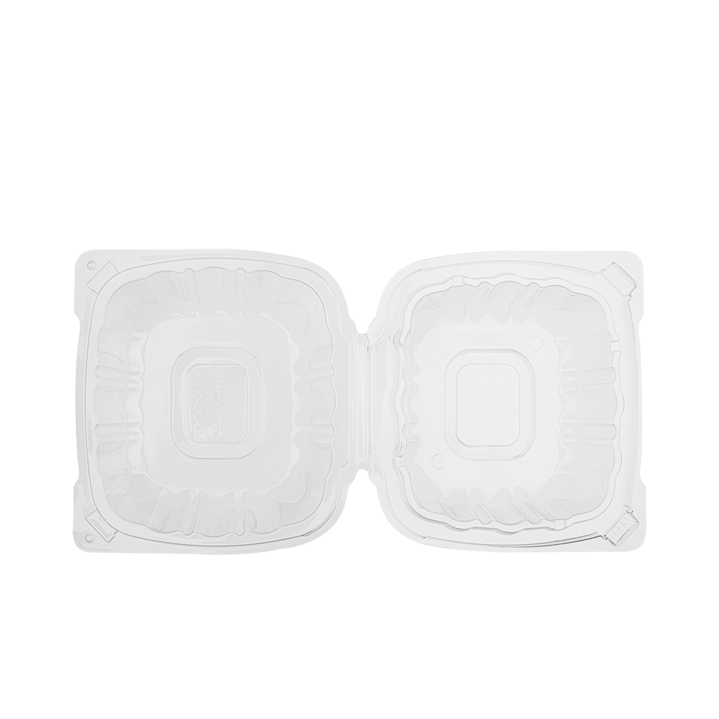 [300 ct] 6''x 6'' Hinged Food Containers | PP | Clear