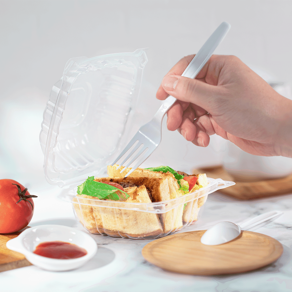 [300 ct] 6''x 6'' Hinged Food Containers | PP | Clear