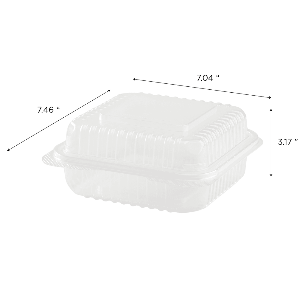[250 ct] 7''x 7'' Hinged Food Containers | PP | Clear
