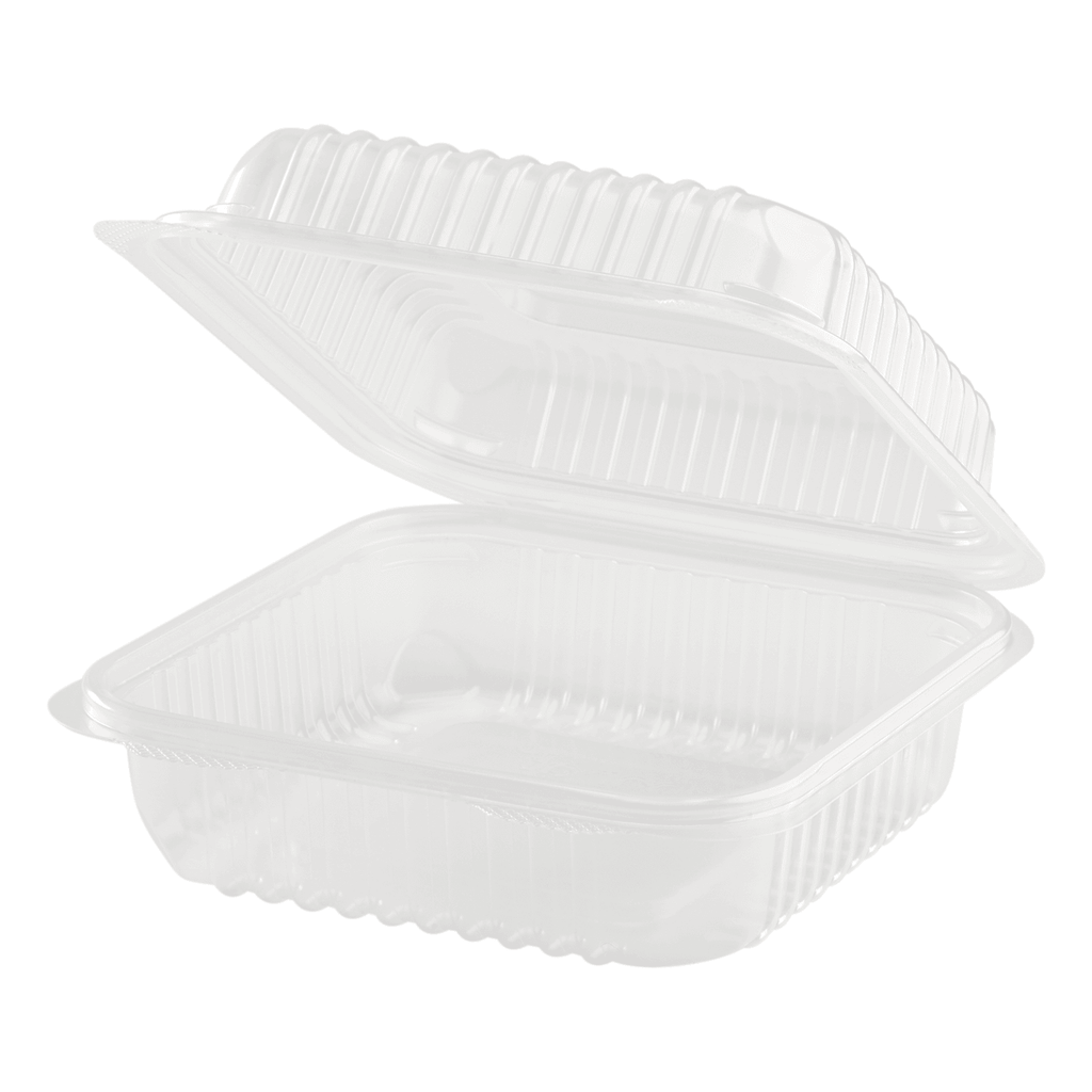 [250 ct] 7''x 7'' Hinged Food Containers | PP | Clear
