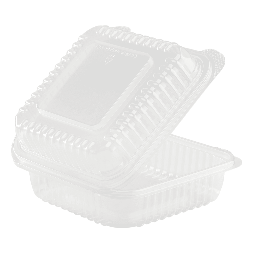 [250 ct] 7''x 7'' Hinged Food Containers | PP | Clear
