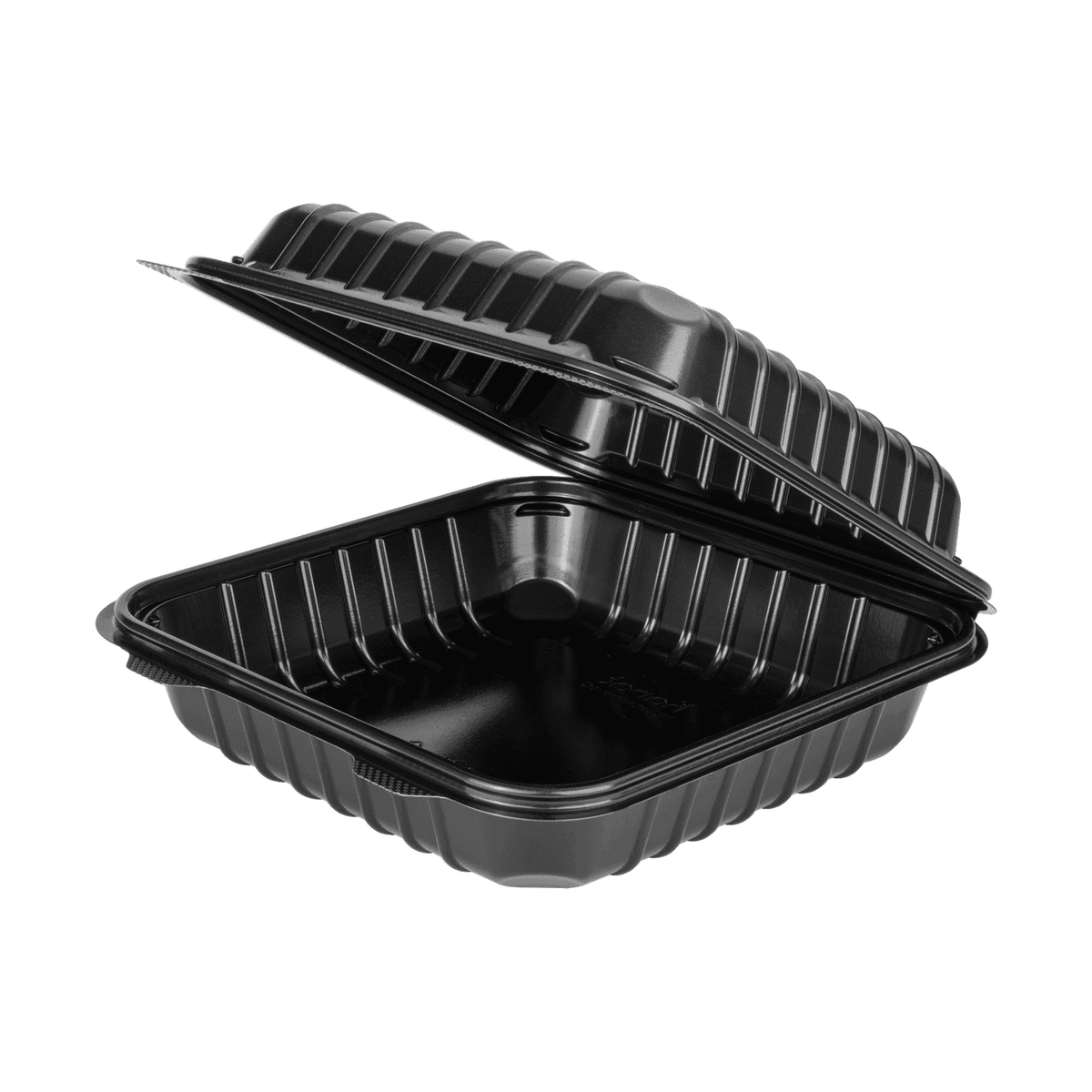 [250 ct] 8''x 8'' Hinged Food Containers | PP | Black