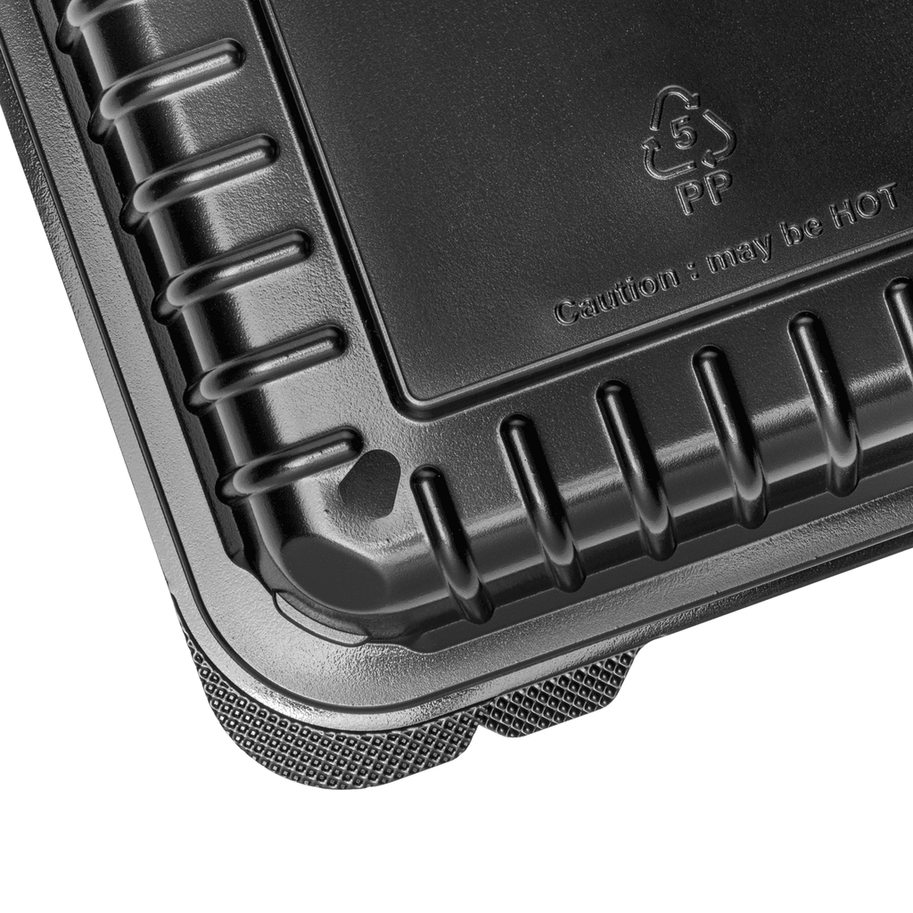 [250 ct] 8''x 8'' Hinged Food Containers | PP | Black