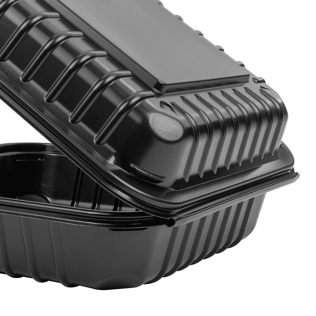 [250 ct] 8''x 8'' Hinged Food Containers | PP | Black