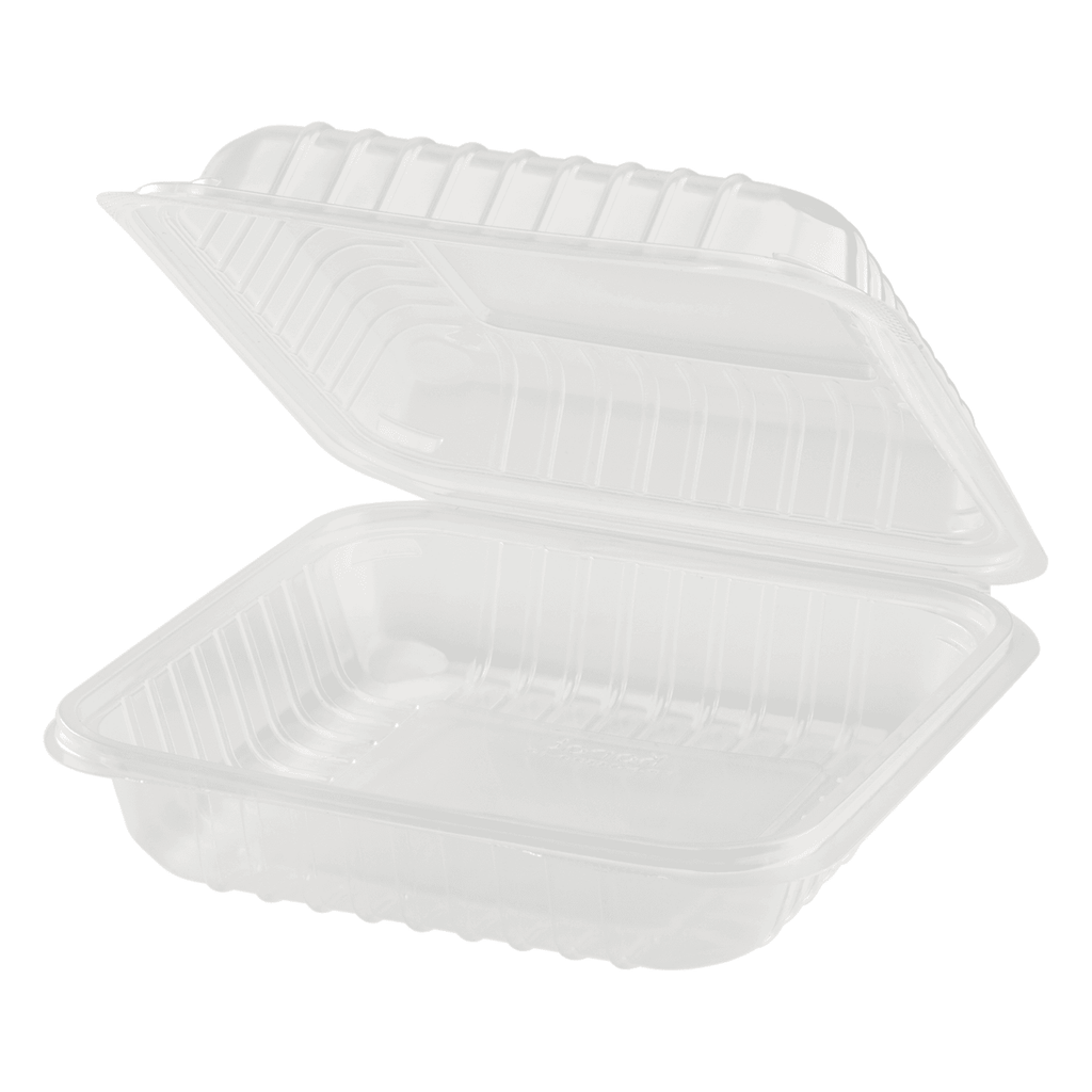 [250 ct] 8''x 8'' Hinged Food Containers | PP | Clear