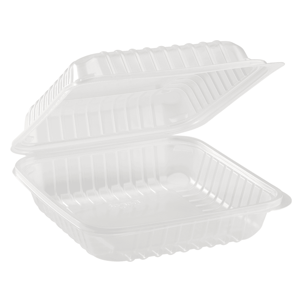 [250 ct] 8''x 8'' Hinged Food Containers | PP | Clear