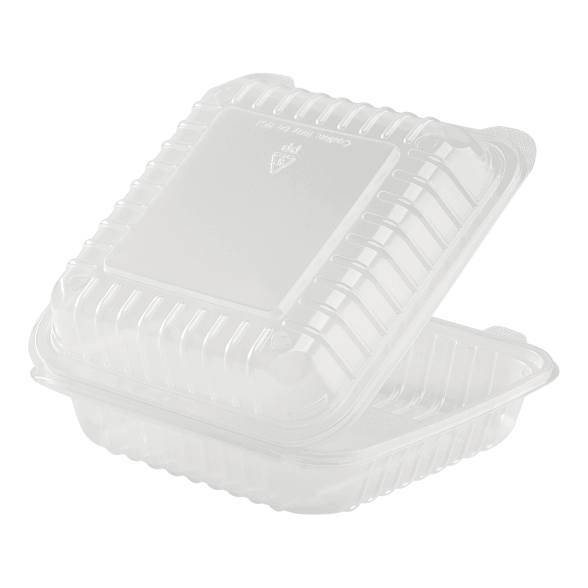 [250 ct] 8''x 8'' Hinged Food Containers | PP | Clear