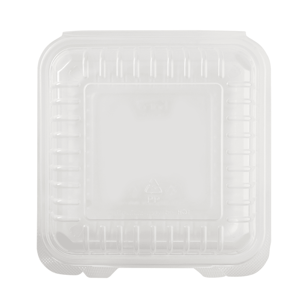 [250 ct] 8''x 8'' Hinged Food Containers | PP | Clear