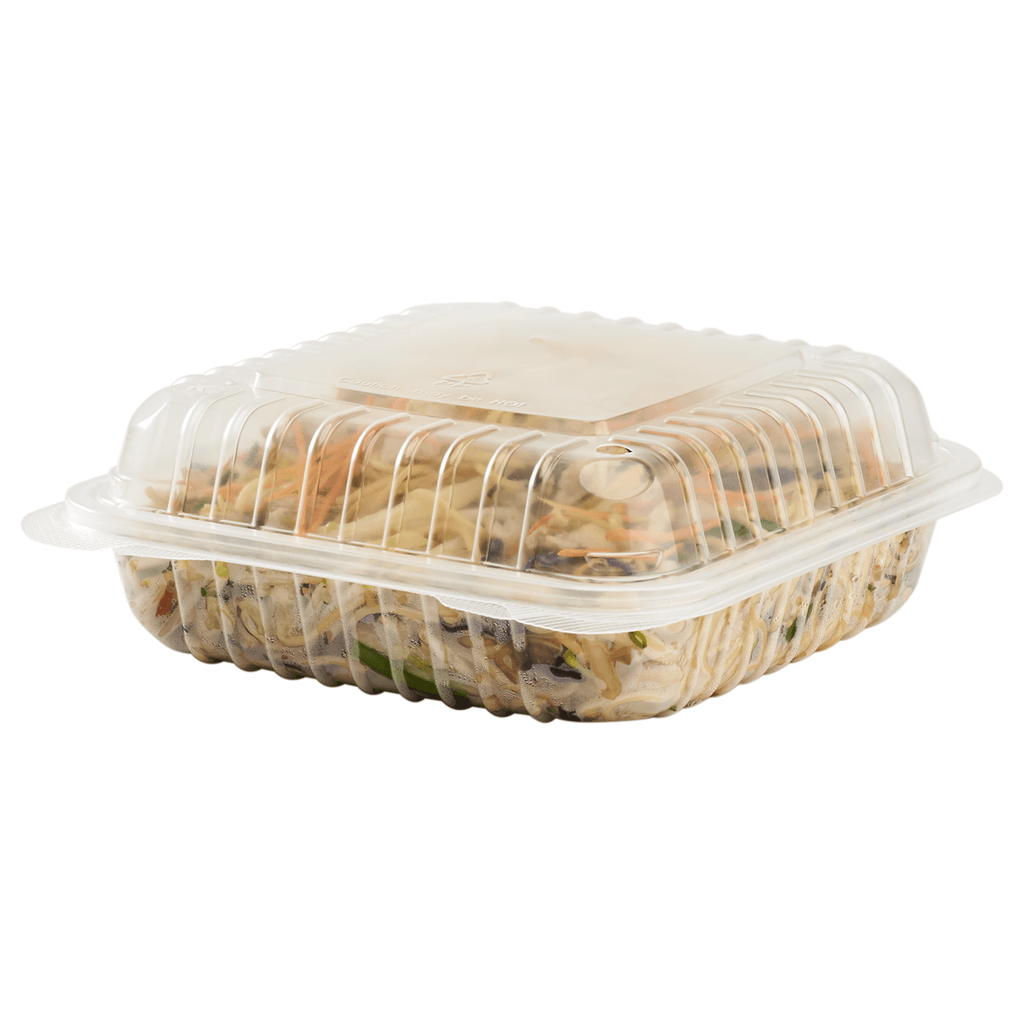 [250 ct] 8''x 8'' Hinged Food Containers | PP | Clear
