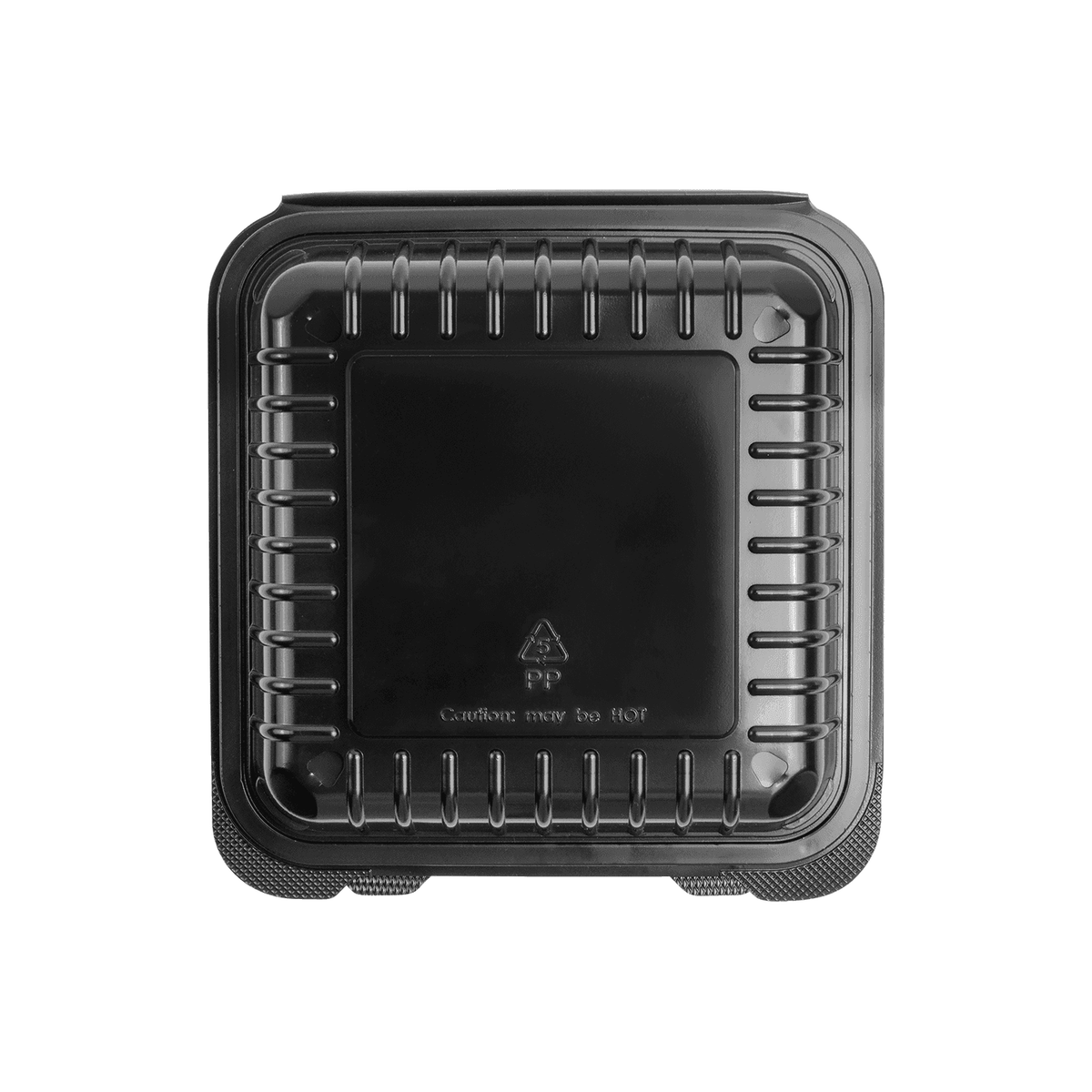 [250 ct] 8" x 8" 3-Compartment Hinged Food Containers | Black | PP