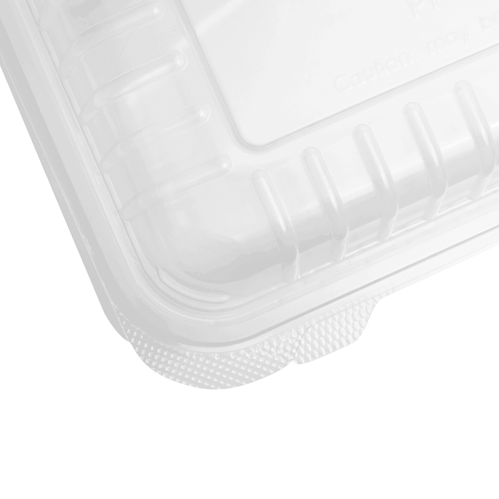 [250 ct] 8" x 8" 3-Compartment Hinged Food Containers | Clear | PP