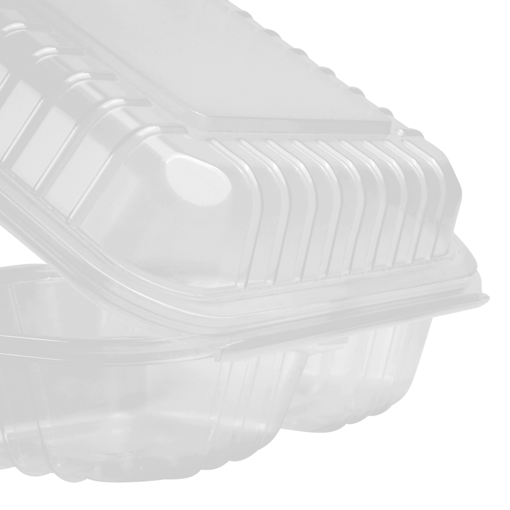 [250 ct] 8" x 8" 3-Compartment Hinged Food Containers | Clear | PP