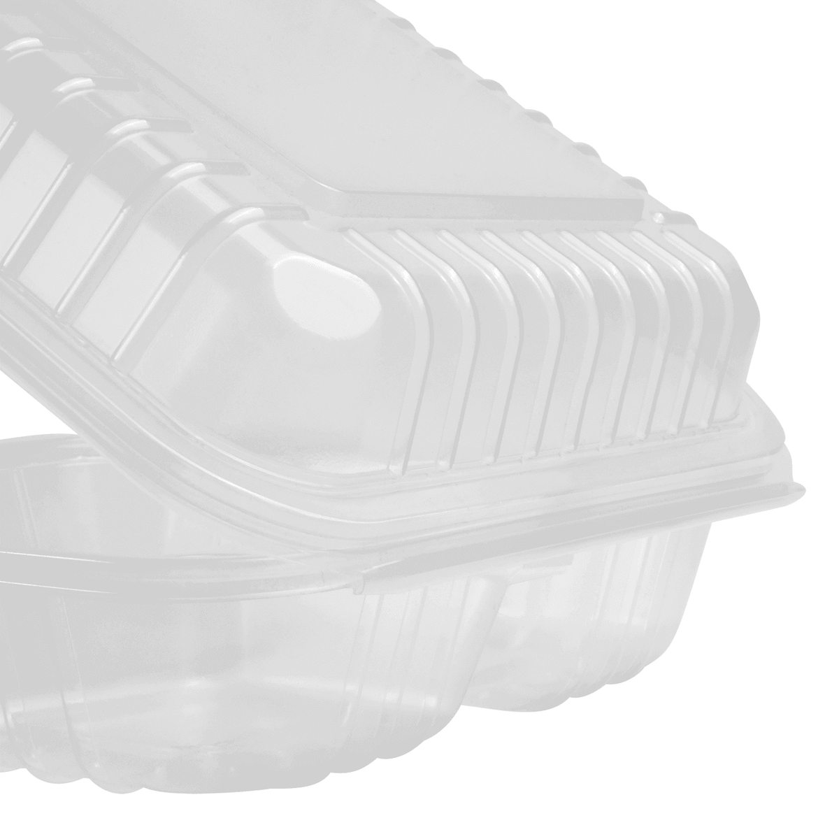 [250 ct] 8" x 8" 3-Compartment Hinged Food Containers | Clear | PP
