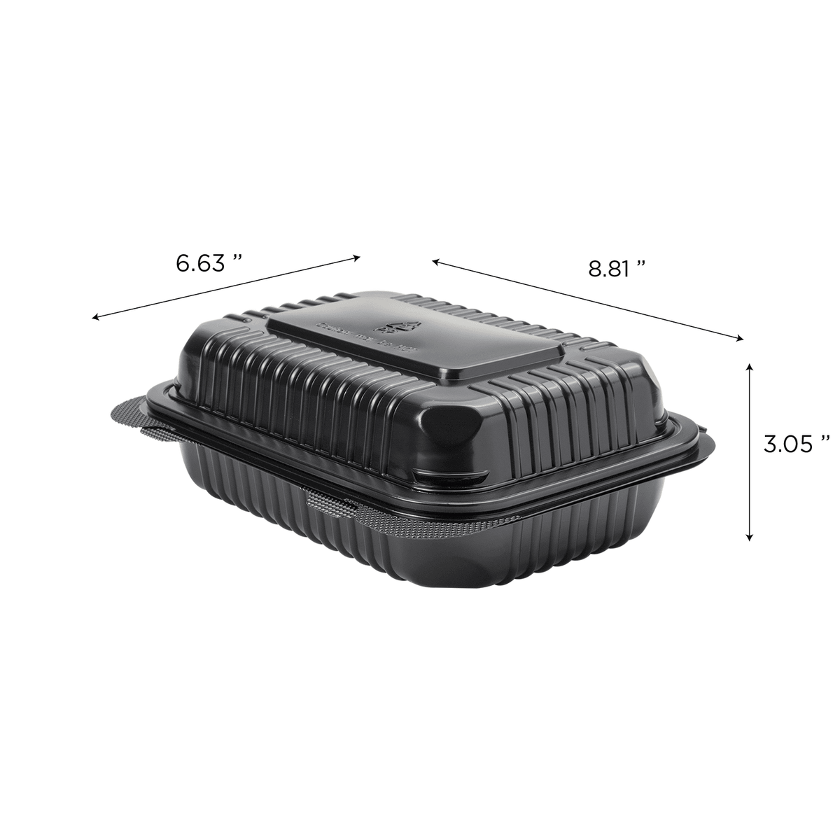 [250 ct] 9''x 6'' Hinged Food Containers | PP | Black