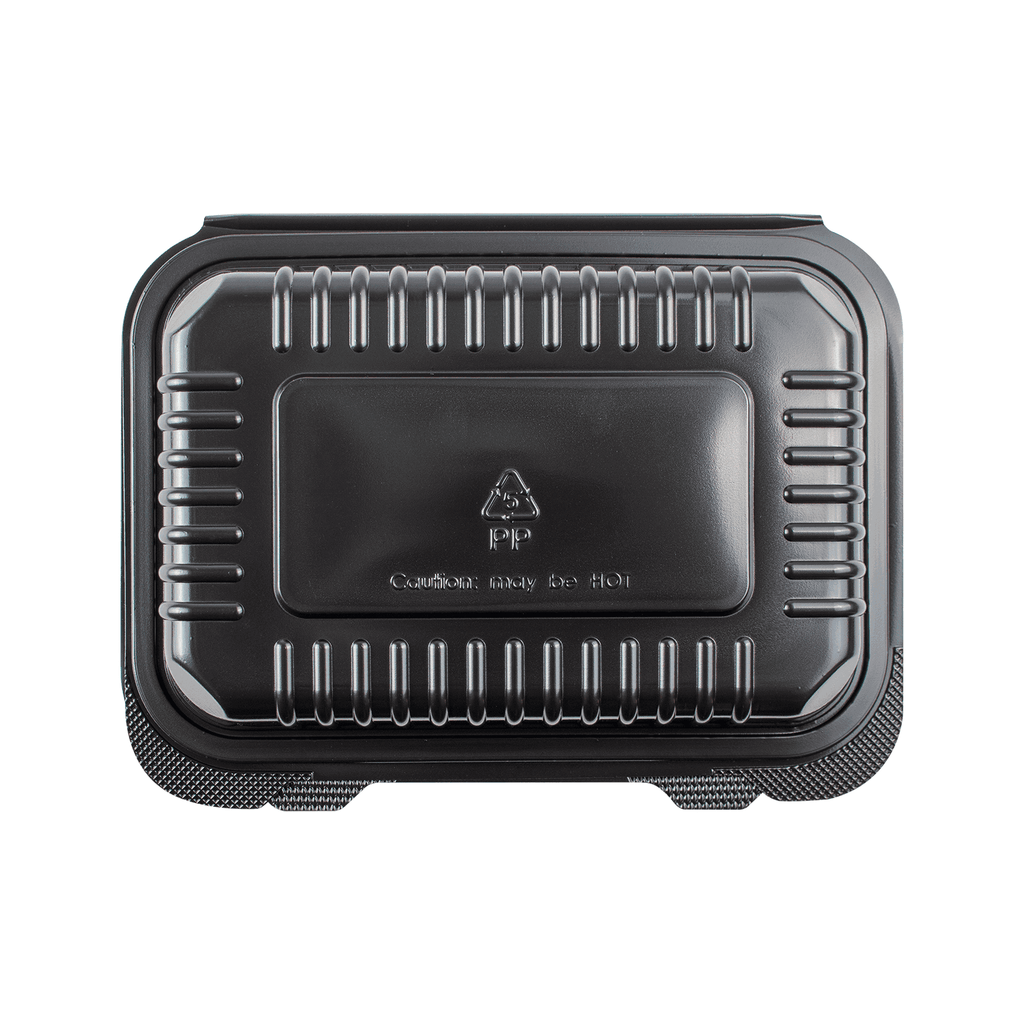 [250 ct] 9''x 6'' Hinged Food Containers | PP | Black
