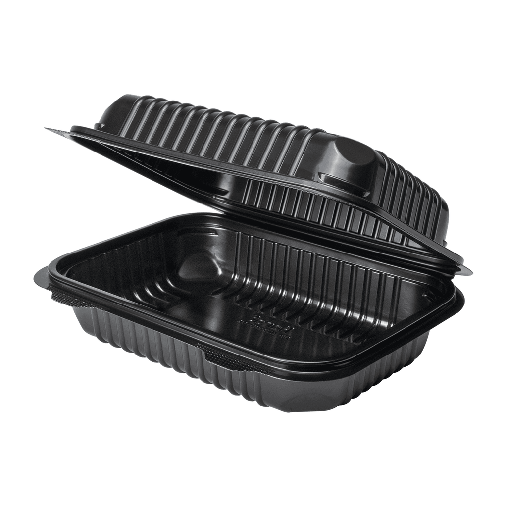 [250 ct] 9''x 6'' Hinged Food Containers | PP | Black