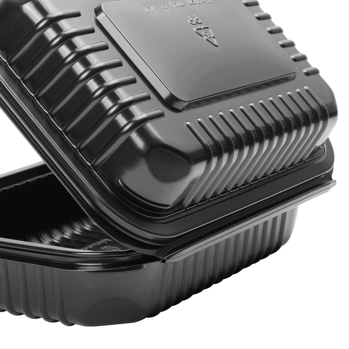 [250 ct] 9''x 6'' Hinged Food Containers | PP | Black