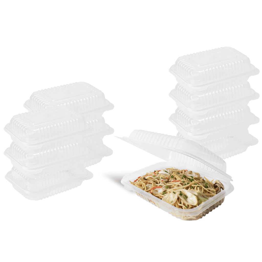 [250 ct] 9'' x 6'' Hinged Food Containers | PP | Clear