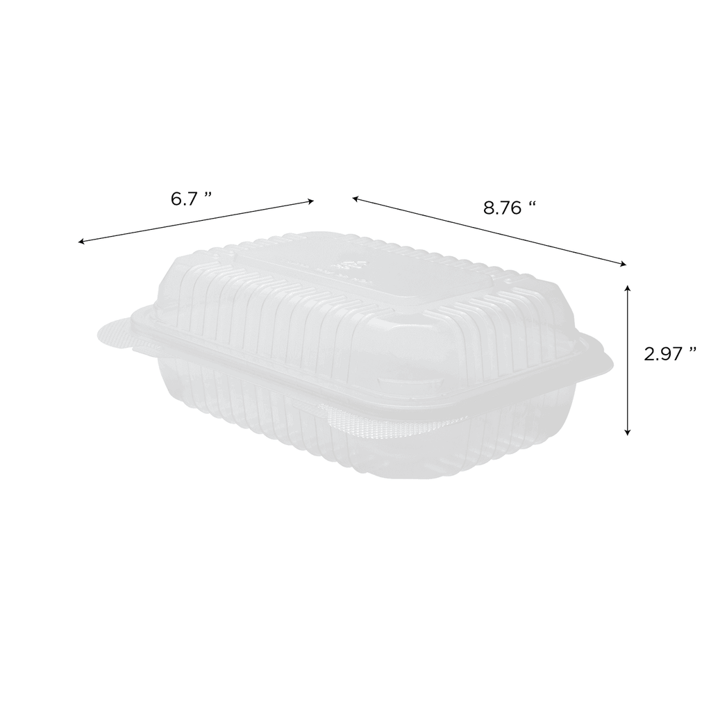 [250 ct] 9'' x 6'' Hinged Food Containers | PP | Clear