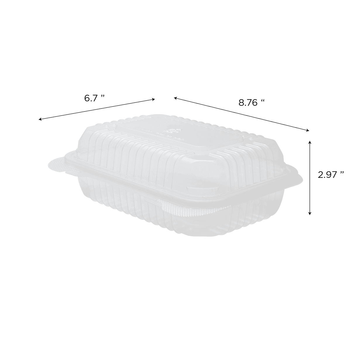[250 ct] 9'' x 6'' Hinged Food Containers | PP | Clear