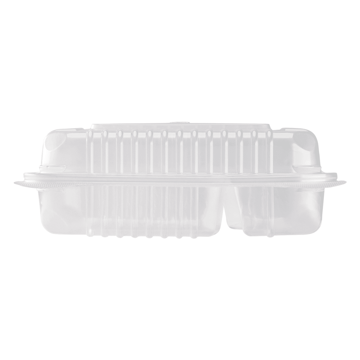 [250 ct] 9" x 6" 2-Compartment Hinged Food Containers | Clear | PP