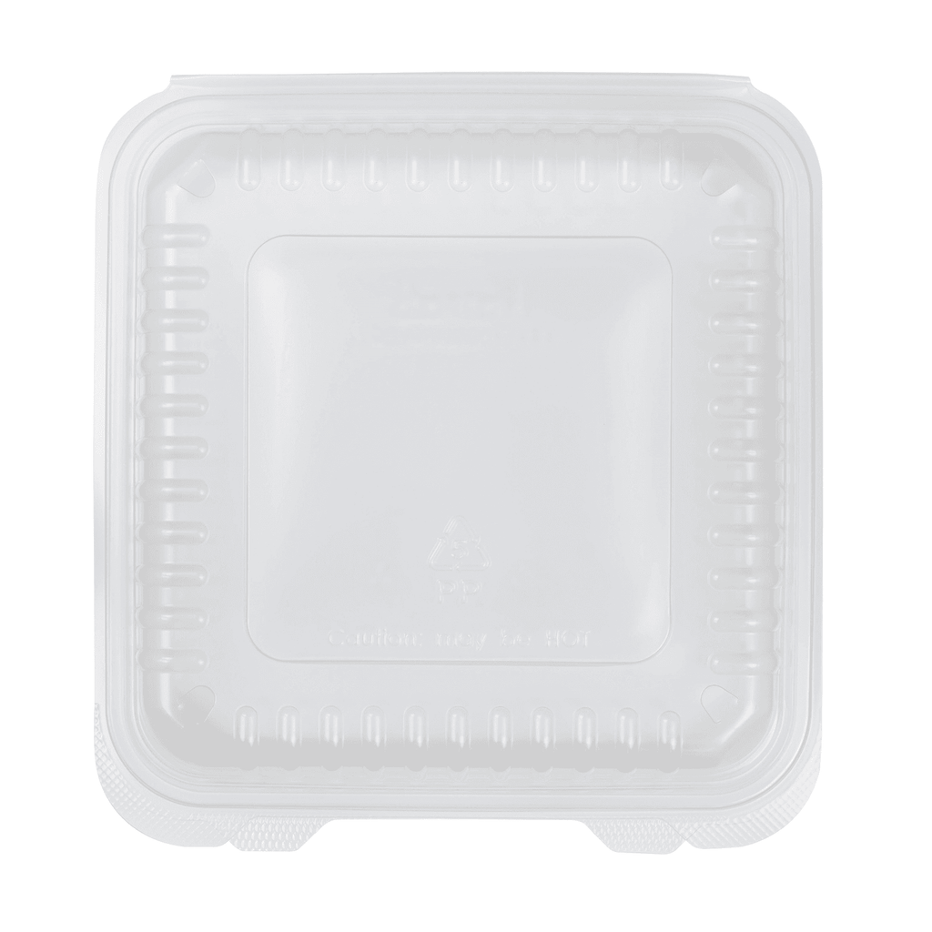 [200 ct] 9'' x 9'' Hinged Food Containers | PP | Clear