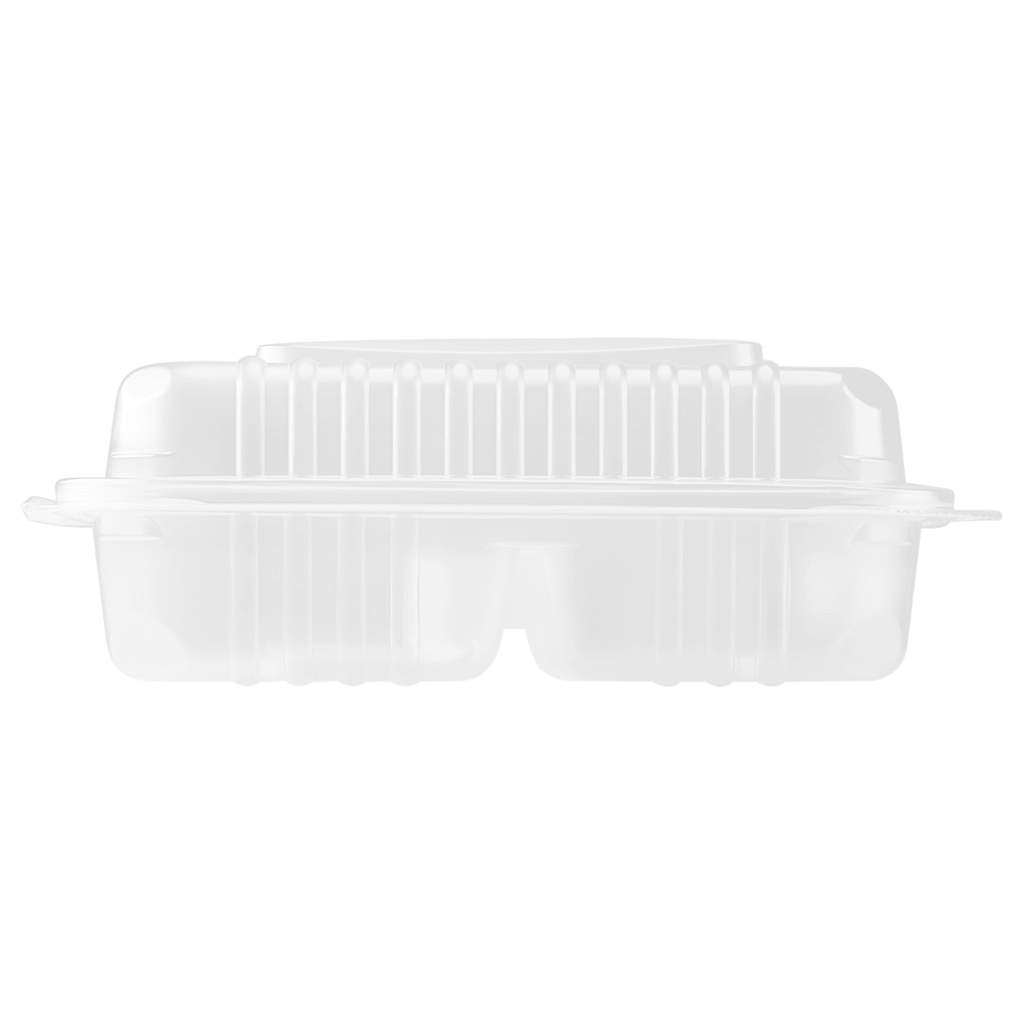 [200 ct] 9" x 9" 3-Compartment Hinged Food Containers | Clear | PP