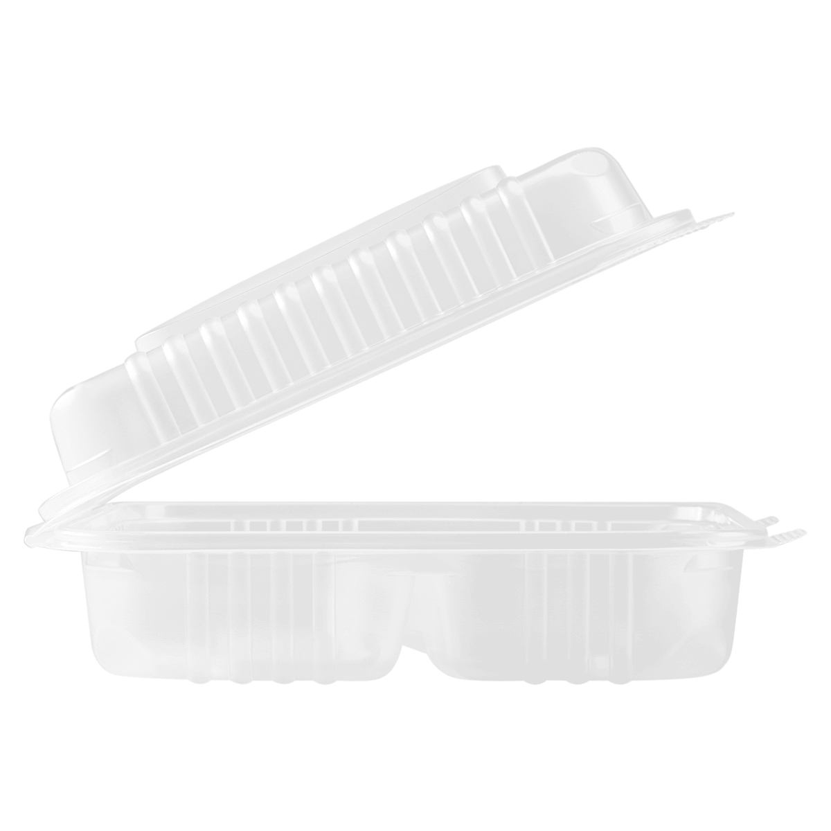 [200 ct] 9" x 9" 3-Compartment Hinged Food Containers | Clear | PP