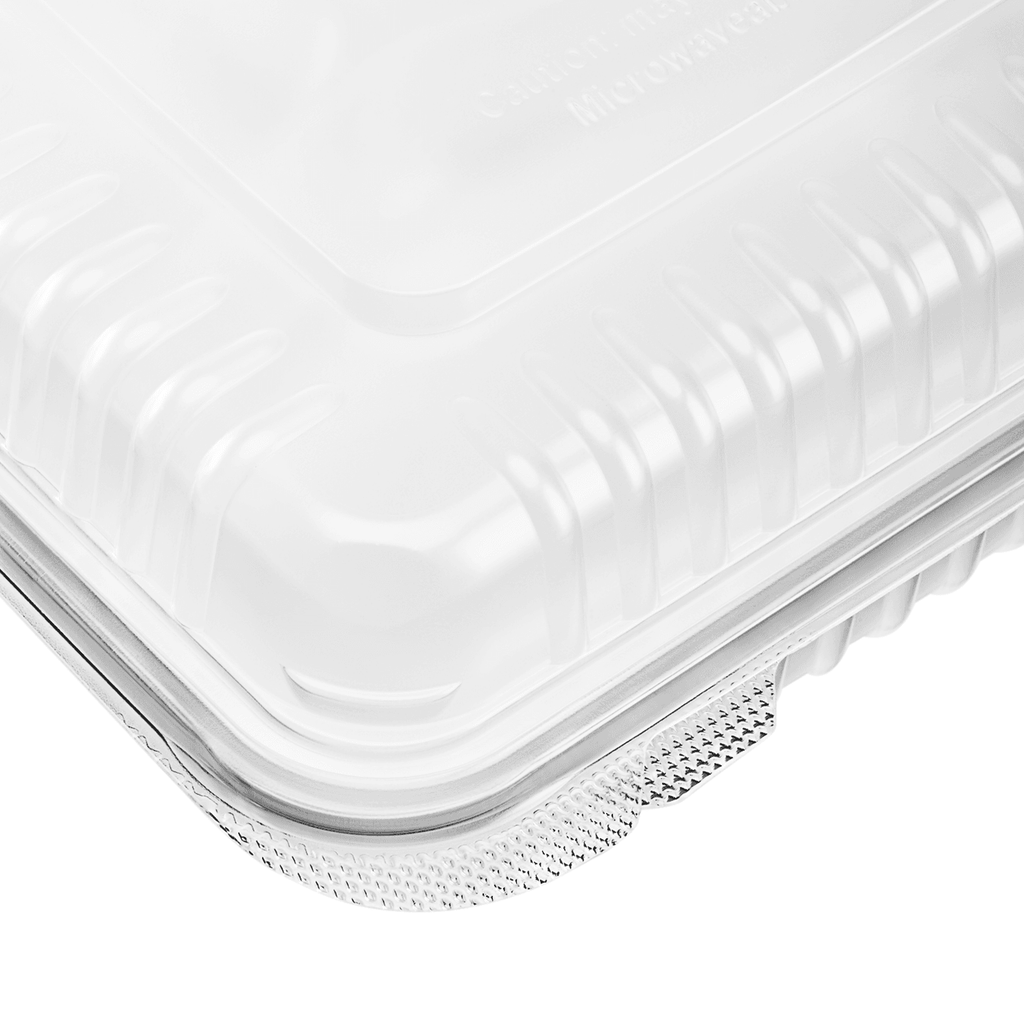 [200 ct] 9" x 9" 3-Compartment Hinged Food Containers | Clear | PP