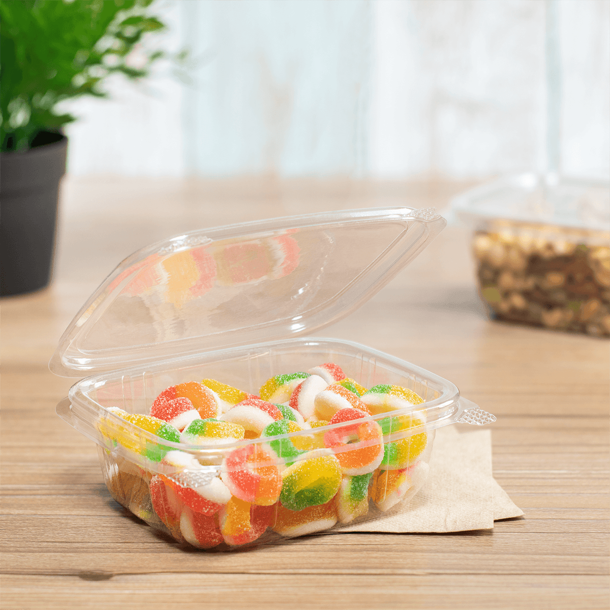 [200 ct] 12 oz Hinged Deli Container | PET