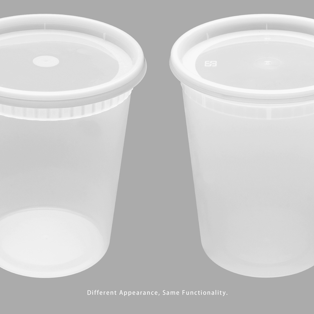 [240 sets] 32 oz Deli Containers with Lids | Injection Molded PP | Clear