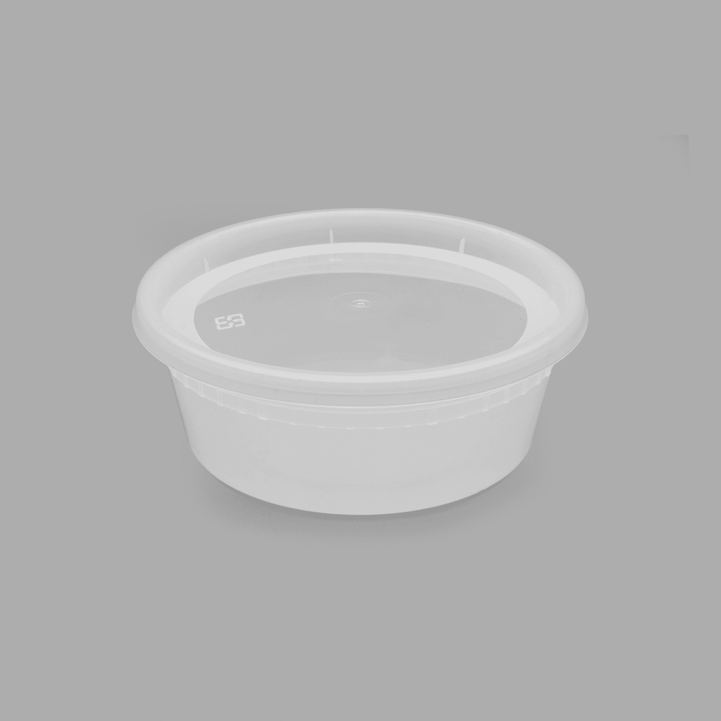 [240 sets] 8 oz Deli Containers with Lids | Injection Molded PP | Clear