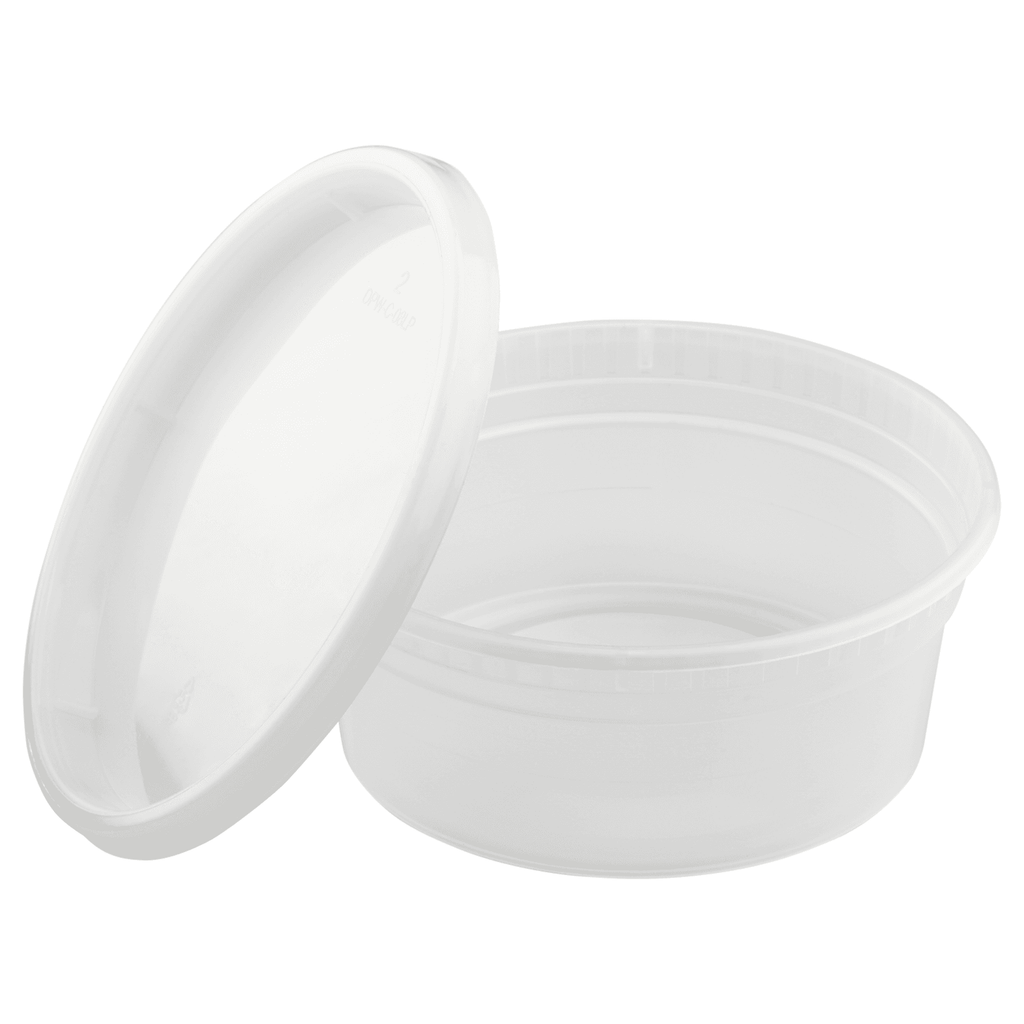 [240 sets] 8 oz Deli Containers with Lids | Injection Molded PP | Clear