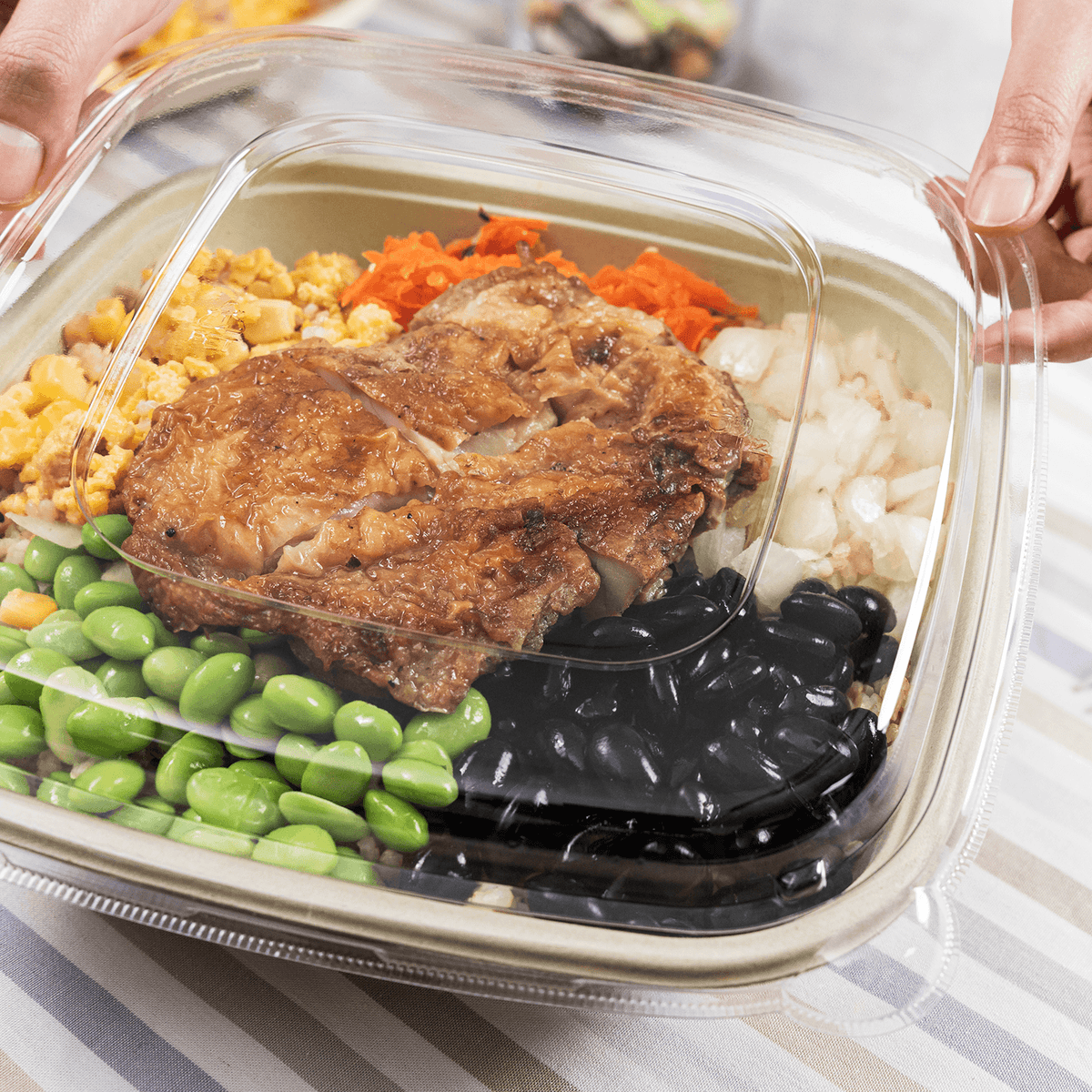 [300 ct] 24-48 oz Square Disposable Bowl Lids | PET Container Lids | Clear
