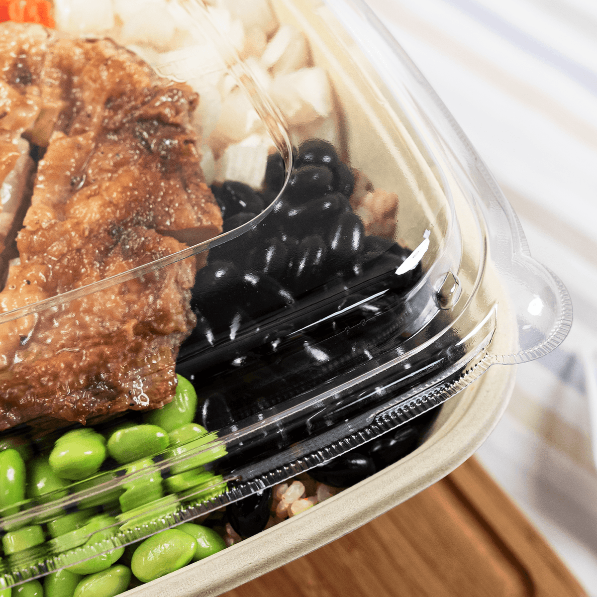 [300 ct] 24-48 oz Square Disposable Bowl Lids | PET Container Lids | Clear