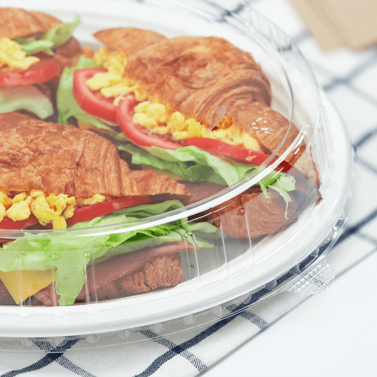 [200 ct] 12.5" x 10" Disposable Dome Lids for Oval Molded Fiber Plates | PET