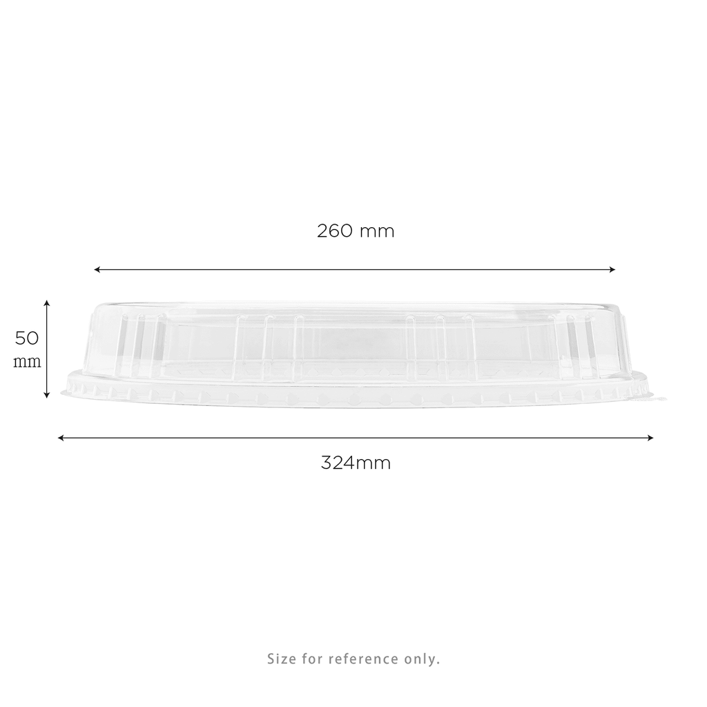 [200 ct] 12.5" x 10" Disposable Dome Lids for Oval Molded Fiber Plates | PET