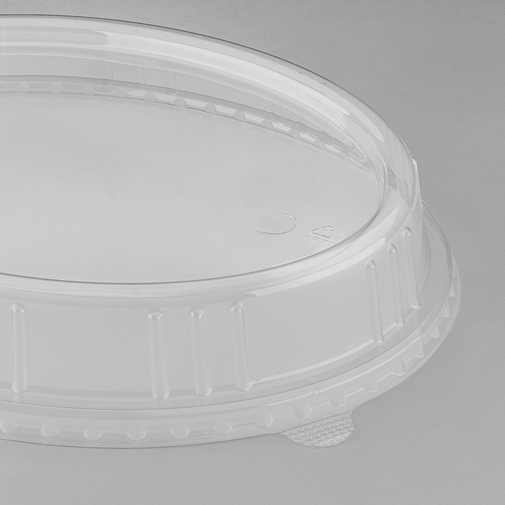 [200 ct] 12.5" x 10" Disposable Dome Lids for Oval Molded Fiber Plates | PET
