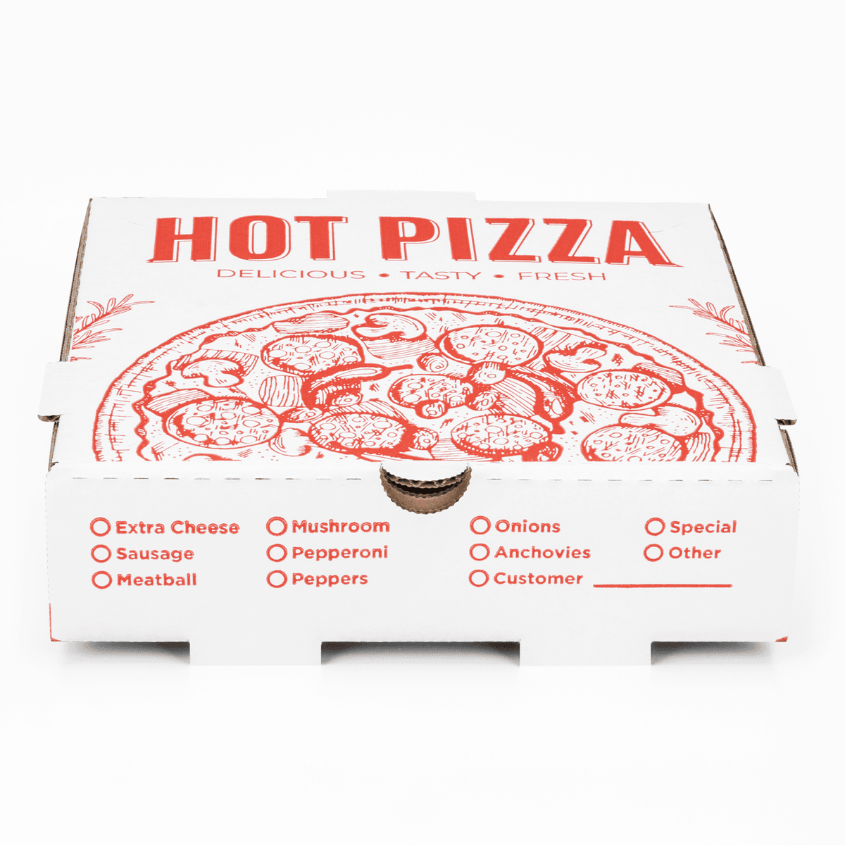[50 ct] Corrugated Pizza Box, 8''x8''x2'', Generic Print